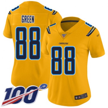 Los Angeles Chargers NFL Football Virgil Green Gold Jersey Women Limited  #88 100th Season Inverted Legend->los angeles chargers->NFL Jersey